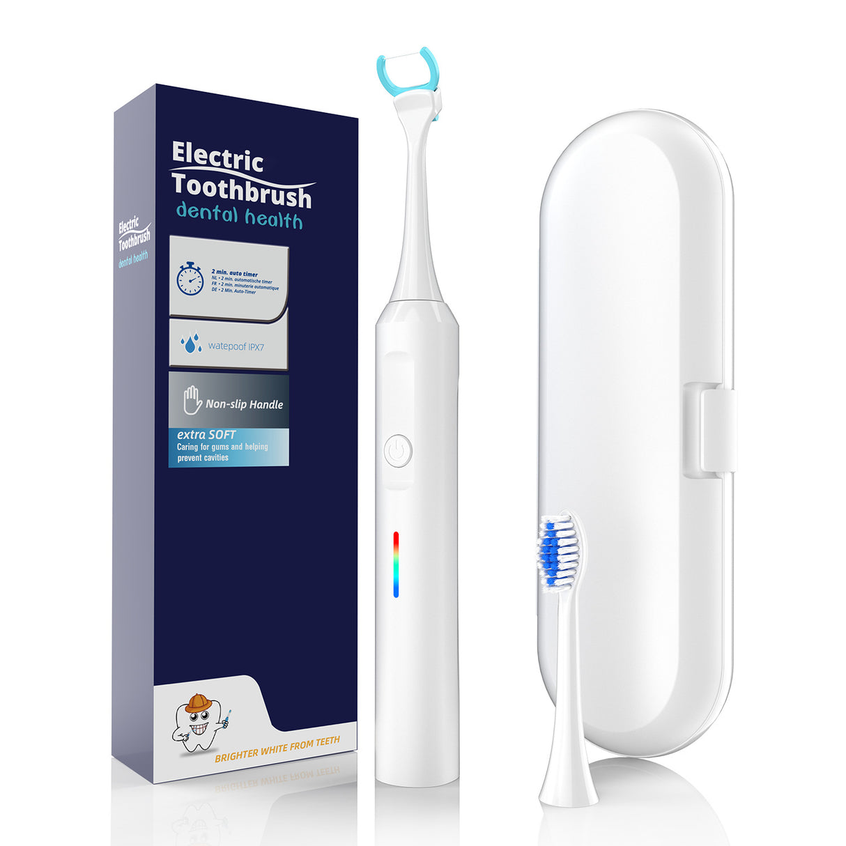 2-in-1 Sonic Electric Toothbrush & Power Flosser Kit - 3 Modes, 31000VPM, IPX7 Waterproof, with Travel Case(white+50pcs dental floss replacement heads