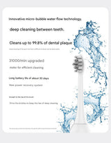 2-in-1 Sonic Electric Toothbrush & Power Flosser Kit - 3 Modes, 31000VPM, IPX7 Waterproof, with Travel Case(black+50pcs dental floss replacement heads) - 45-Degree Angle