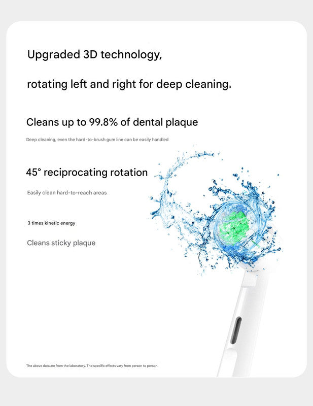 Rotating Electric Toothbrush with 3D Cleaning Action - 3 Modes, IPX7 Waterproof, with Travel Case & 6 Brush Heads(black)