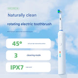 Rotating Electric Toothbrush with 3D Cleaning Action - 3 Modes, IPX7 Waterproof, with Travel Case & 6 Brush Heads(blue) - Front View