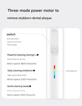 Rotating Electric Toothbrush with 3D Cleaning Action - 3 Modes, IPX7 Waterproof, with Travel Case & 6 Brush Heads(blue) - Side View