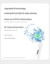 Rotating Electric Toothbrush with 3D Cleaning Action - 3 Modes, IPX7 Waterproof, with Travel Case & 6 Brush Heads(blue) - Top-Down View