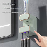 Automatic Toothpaste Dispenser with UVC Toothbrush Sterilizer & Holder - Wall Mounted, Rechargeable(Grey) - Top-Down View
