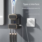 Automatic Toothpaste Dispenser with UVC Toothbrush Sterilizer & Holder - Wall Mounted, Rechargeable(Beige) - Front View