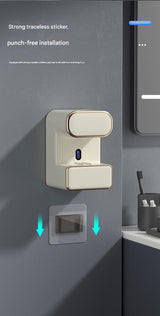 Automatic Toothpaste Dispenser with UVC Toothbrush Sterilizer & Holder - Wall Mounted, Rechargeable(Beige)