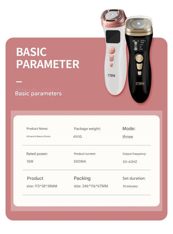 3-in-1 Facial Firming & Anti-Wrinkle Device with HIFU, RF & EMS Technology(black)