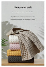 Luxurious 100% Cotton Waffle Weave Towel Set - 3-Piece Absorbent, Quick-Drying & Soft(Yellow) - 45-Degree Angle
