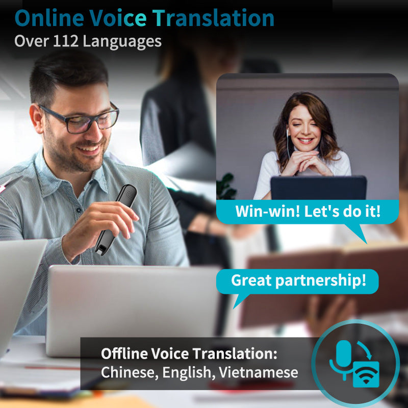 Smart AI Scan & Voice Translator Pen - 112+ Languages, Offline Mode, HD Touchscreen & Dictionary(black)