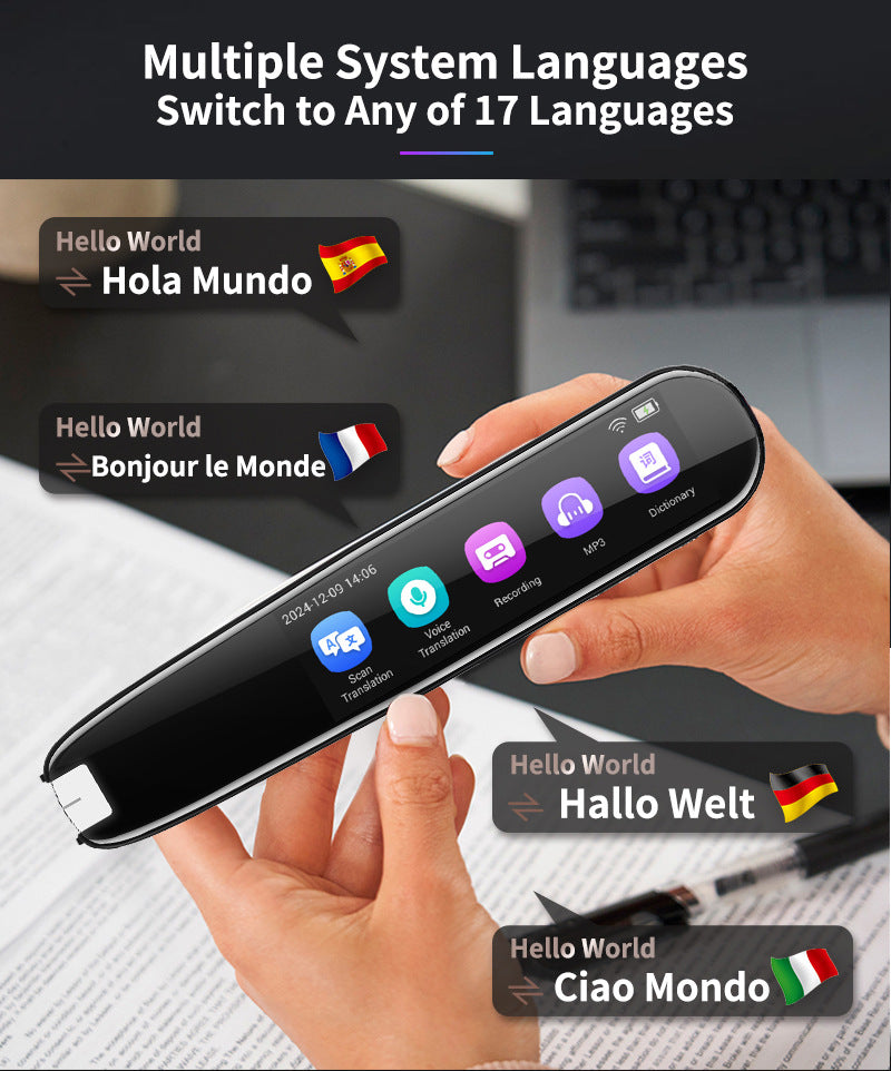 Smart AI Scan & Voice Translator Pen - 112+ Languages, Offline Mode, HD Touchscreen & Dictionary(black)