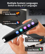 Smart AI Scan & Voice Translator Pen - 112+ Languages, Offline Mode, HD Touchscreen & Dictionary(black) - Low Angle