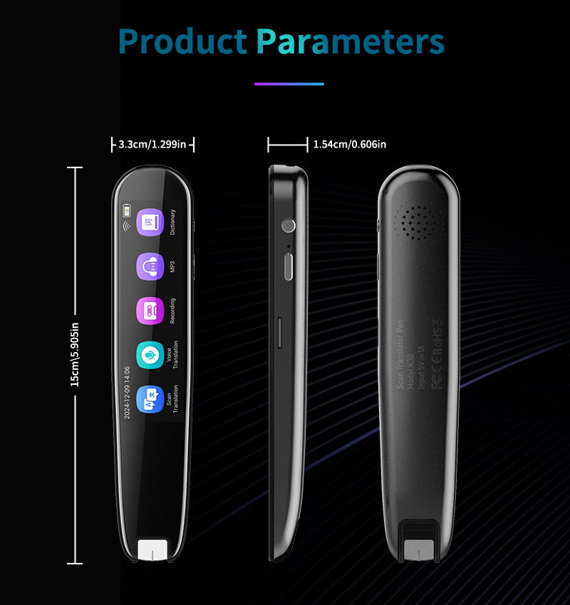 Smart AI Scan & Voice Translator Pen - 112+ Languages, Offline Mode, HD Touchscreen & Dictionary(black)