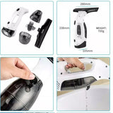 Cordless Window & Surface Vacuum Cleaner Kit - Rechargeable, Streak-Free Squeegee with Spray Bottle(White)