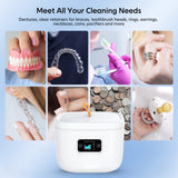 Professional Ultrasonic Cleaner with UV Light - 45000Hz for Dentures, Retainers, Jewelry & More(white) - Close-Up Angle