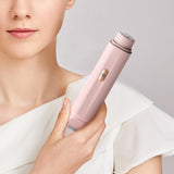 2-in-1 Women's Electric Body Shaver & Facial Trimmer - IPX7 Waterproof, Dual Head with Ceramic Blades, USB Rechargeable(White) - Side View