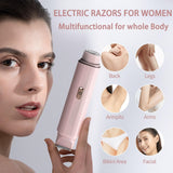 2-in-1 Women's Electric Body Shaver & Facial Trimmer - IPX7 Waterproof, Dual Head with Ceramic Blades, USB Rechargeable(Pink) - Top-Down View
