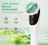 White Multifunctional Facial Beauty Wand with LED Photon Therapy, Hot Compress & Sonic Vibration(White) - Front View