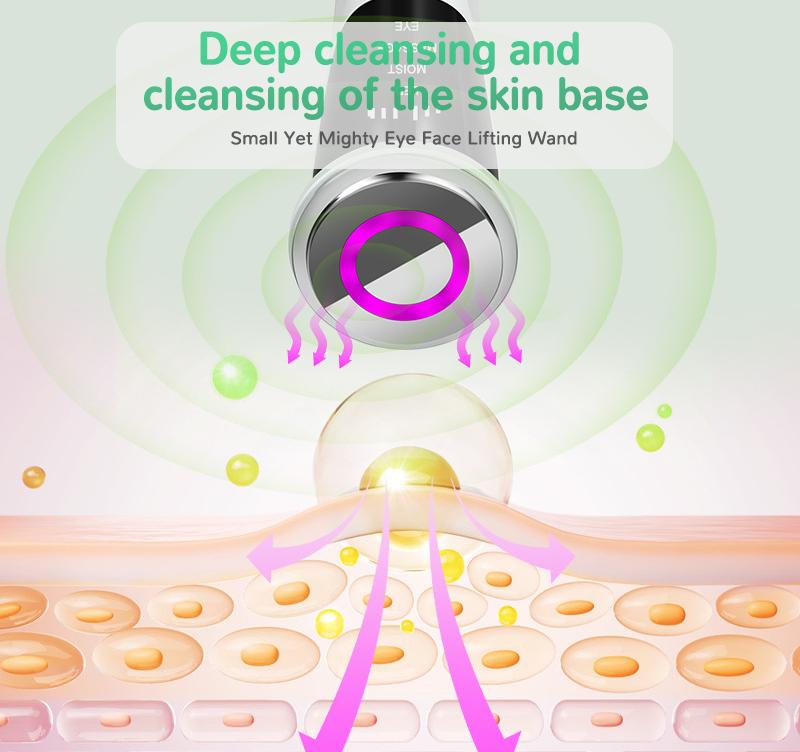 White Multifunctional Facial Beauty Wand with LED Photon Therapy, Hot Compress & Sonic Vibration(White)