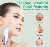 White Multifunctional Facial Beauty Wand with LED Photon Therapy, Hot Compress & Sonic Vibration(White) - Top-Down View