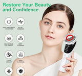 White Multifunctional Facial Beauty Wand with LED Photon Therapy, Hot Compress & Sonic Vibration(White) - 45-Degree Angle