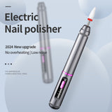Professional Electric Nail Drill Pen Kit - 3-Speed, Bidirectional, Rechargeable Manicure & Pedicure Tool(Silver Gray) - Front View
