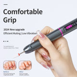 Professional Electric Nail Drill Pen Kit - 3-Speed, Bidirectional, Rechargeable Manicure & Pedicure Tool(Silver Gray)