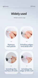 Professional Electric Nail Drill Pen Kit - 3-Speed, Bidirectional, Rechargeable Manicure & Pedicure Tool(Silver Gray) - Low Angle