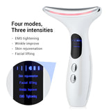 Multi-Function Neck & Face Beauty Device - 4-in-1 LED Light Therapy, EMS Lifting & Anti-Wrinkle Massager(White) - Rear View