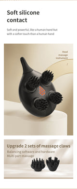 Intelligent 3D Electric Head & Scalp Massager - 7 Massage Techniques, IPX7 Waterproof, Rechargeable(black) - Low Angle