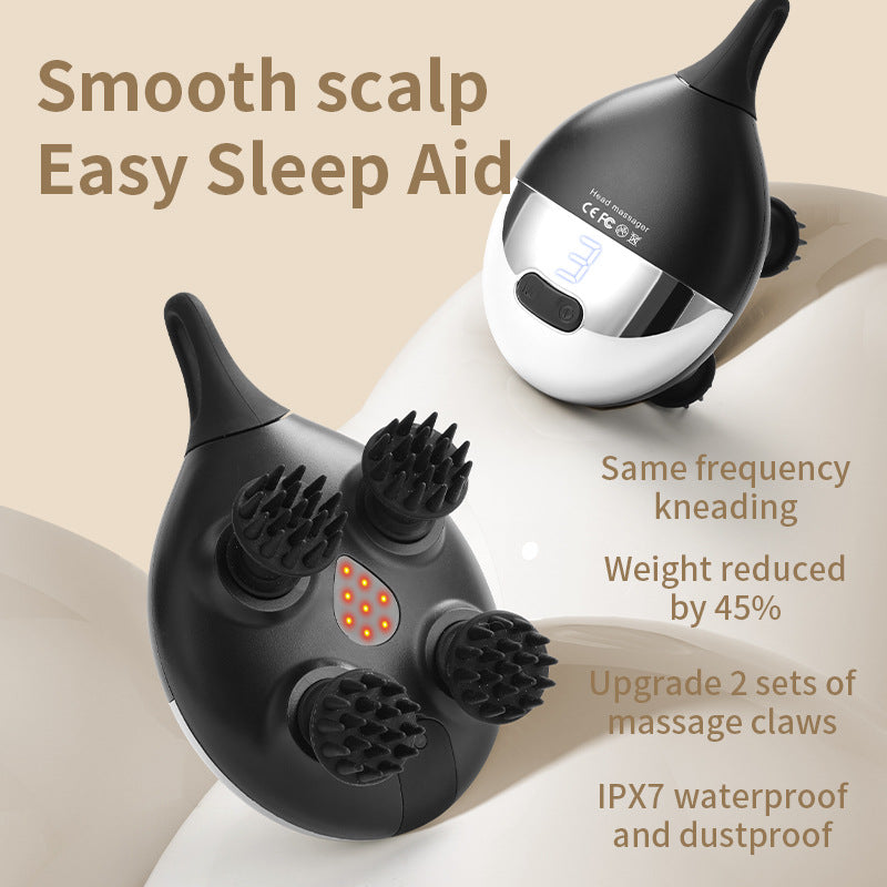 Intelligent 3D Electric Head & Scalp Massager - 7 Massage Techniques, IPX7 Waterproof, Rechargeable(Yellow)
