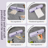 Wireless Portable Vacuum Sealing Machine - Automatic Food Sealer with LCD Display & Dual Modes(Purple) - Side View