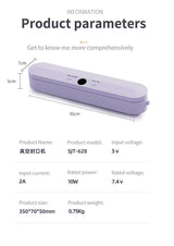 Wireless Portable Vacuum Sealing Machine - Automatic Food Sealer with LCD Display & Dual Modes(Purple) - Extra Image