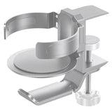 Two desktop clip-on cup holders and headphone hanger - adjustable, non-slip silicone, maximum load 15KG(silver)