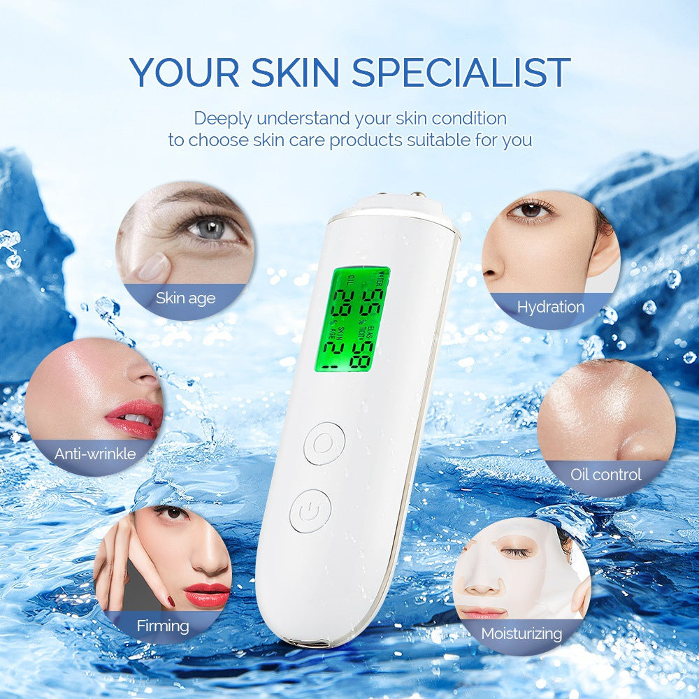 Smart Skin Analyzer with Multi-Function Detection - Measures Hydration, Oil, Elasticity, Skin Age & Fluorescent Agent Test(White)
