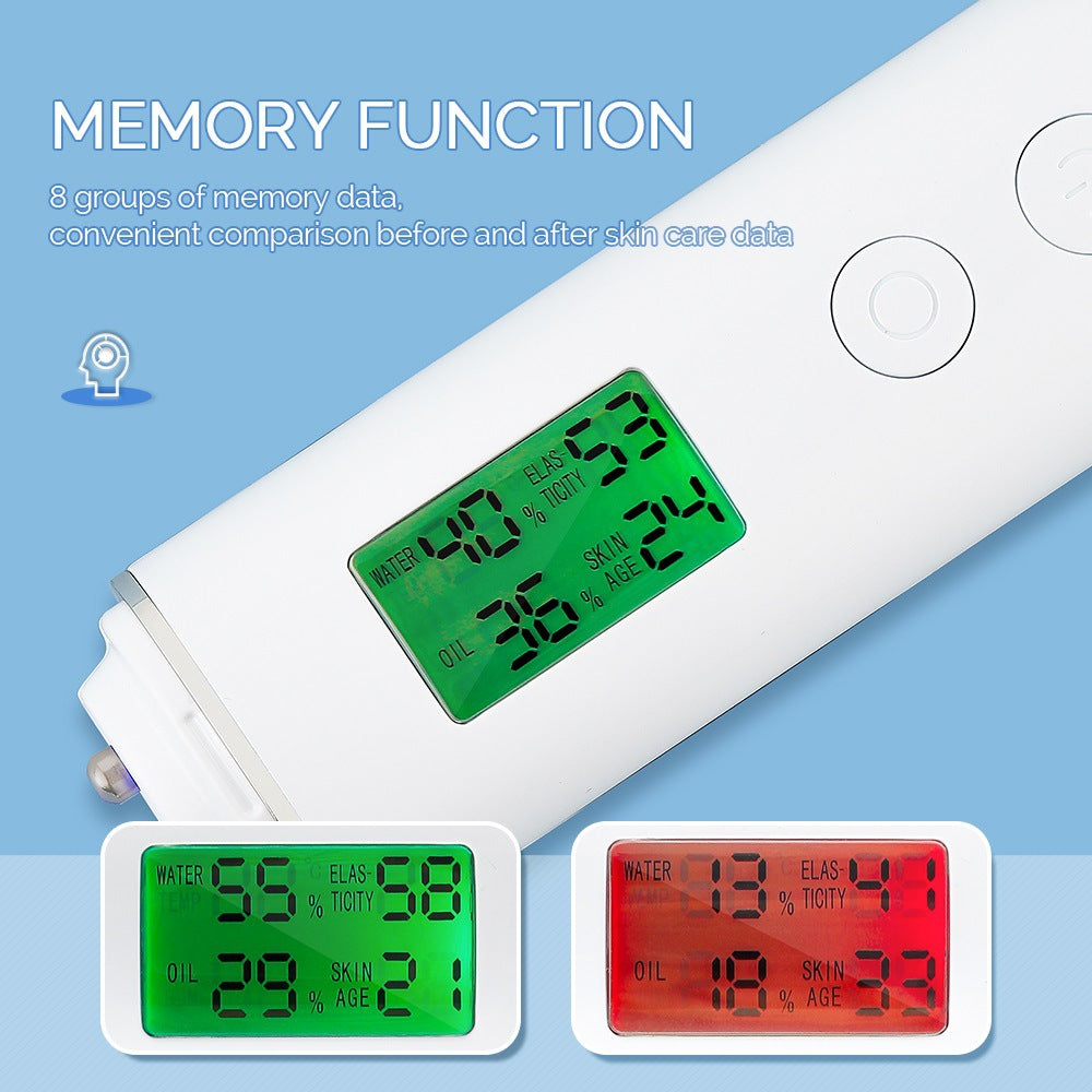 Smart Skin Analyzer with Multi-Function Detection - Measures Hydration, Oil, Elasticity, Skin Age & Fluorescent Agent Test(White)