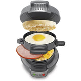 Quick & Easy Multi-Layer Sandwich & Burger Maker with Egg Cooker Plate(Orange) - Front View