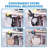 Heavy-Duty All-Metal Desk Clamp with 360-Degree Swivel Headphone Hanger & Cup Holder(black) - Front View