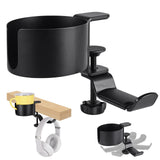 Heavy-Duty All-Metal Desk Clamp with 360-Degree Swivel Headphone Hanger & Cup Holder(black) - Top-Down View