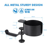 Heavy-Duty All-Metal Desk Clamp with 360-Degree Swivel Headphone Hanger & Cup Holder(black) - Rear View