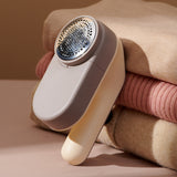 Rechargeable Electric Fabric Shaver - Powerful Lint Remover with Dual-Ring Blades & Ergonomic Design(champagne) - Front View
