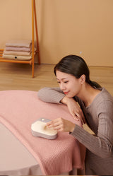 Rechargeable Electric Fabric Shaver - Powerful Lint Remover with Dual-Ring Blades & Ergonomic Design(champagne) - Rear View