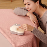 Rechargeable Electric Fabric Shaver - Powerful Lint Remover with Dual-Ring Blades & Ergonomic Design(black and white) - Side View