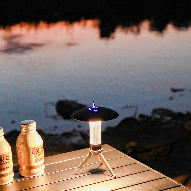 Portable Outdoor Camping Lantern with Tripod Stand, Soft Light Diffuser & USB-C Charging(black)