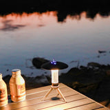 Portable Outdoor Camping Lantern with Tripod Stand, Soft Light Diffuser & USB-C Charging(black) - Side View