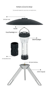 Portable Outdoor Camping Lantern with Tripod Stand, Soft Light Diffuser & USB-C Charging(green) - Top-Down View