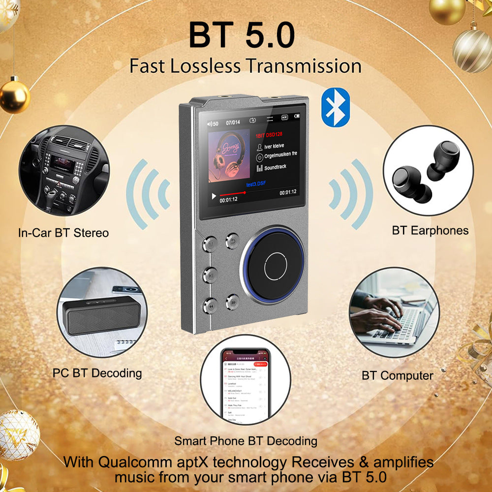 Portable Hi-Res Digital Audio Player - DSD, Dual DAC, Bluetooth 5.0, Expandable Storage(Grey 16GB + 16GB)