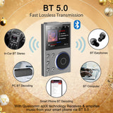 Portable Hi-Res Digital Audio Player - DSD, Dual DAC, Bluetooth 5.0, Expandable Storage(Grey 16GB + 32GB) - Top-Down View