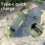 Tri-Color Portable Camping Lantern & Flashlight - Rechargeable, 360°Ambient Light & Hook Design(Khaki) - Top-Down View
