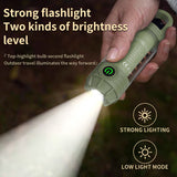 Tri-Color Portable Camping Lantern & Flashlight - Rechargeable, 360°Ambient Light & Hook Design(Khaki) - 45-Degree Angle