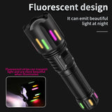 30W High Brightness LED Flashlight with Digital Display & Fluorescent Design - USB Rechargeable, 800-1200M Range(black+One 18650 battery) - Side View