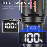 30W High Brightness LED Flashlight with Digital Display & Fluorescent Design - USB Rechargeable, 800-1200M Range(black+One 18650 battery)